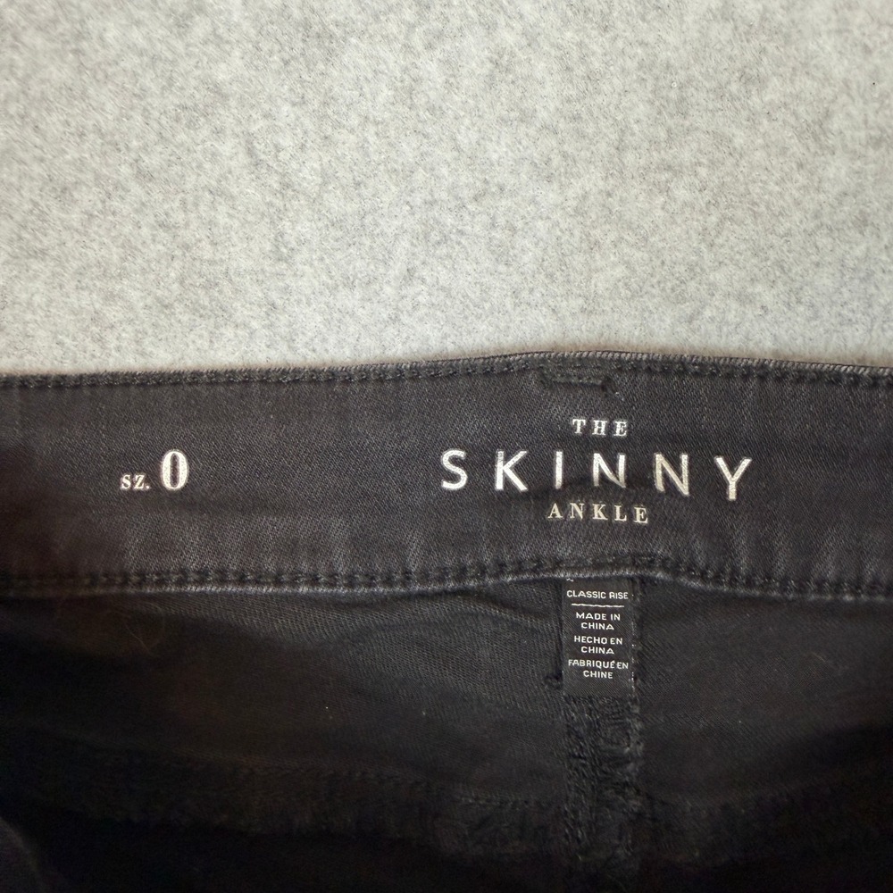 White House Black Market The Skinny Ankle Jeans Black Embellished Beaded Size 0 - Picture 8 of 12